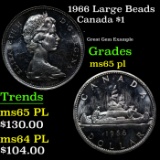 1966 Large Beads Canada Dollar $1 Grades GEM Unc PL
