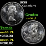 1958 Canada Dollar $1 Grades GEM+ UNC PL