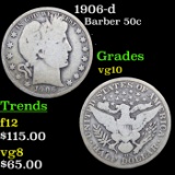 1906-d Barber Half Dollars 50c Grades vg+