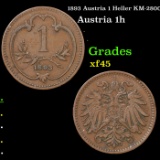 1893 Austria 1 Heller KM-2800 Grades xf+