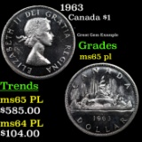 1963 Canada Dollar $1 Grades GEM Unc PL