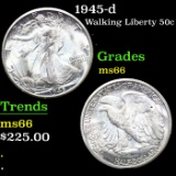 1945-d Walking Liberty Half Dollar 50c Grades GEM+ Unc