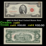 1963 $2 Red Seal United States Note Grades Gem CU