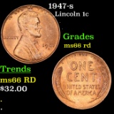 1947-s Lincoln Cent 1c Grades GEM+ Unc RD