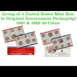 Group of 2 United States Mint Set in Original Government Packaging! From 1987-1988 with 20 Coins Ins