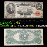 1917 $2 Large Size Legal Tender Note FR-59 Thomas Jefferson Grades vf+