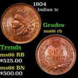 1904 Indian Cent 1c Grades GEM+ Unc RB