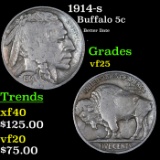 1914-s Buffalo Nickel 5c Grades vf+