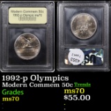 1992-p Olympics Modern Commem Half Dollar 50c Graded ms70, Perfection BY USCG