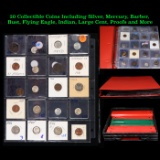 20 Collectible Coins Including Silver, Mercury, Barber, Bust, Flying Eagle, Indian, Large Cent, Proo