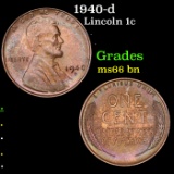1940-d Lincoln Cent 1c Grades GEM+ Unc BN