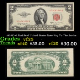 1953C $2 Red Seal United States Note Key To The Series Grades vf+