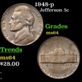 1948-p Jefferson Nickel 5c Grades Choice Unc