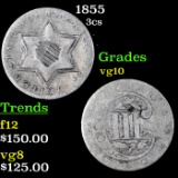 1855 Three Cent Silver 3cs Grades vg+