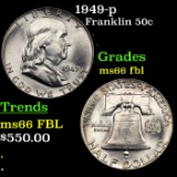 1949-p Franklin Half Dollar 50c Grades GEM+ FBL