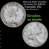 1953 Lg Date Canada 25 Cents 25c KM-52 Grades AU Details