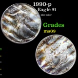 1990-p Silver Eagle Dollar $1 Grades ms69