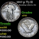 1917-p Ty II Standing Liberty Quarter 25c Grades xf+.