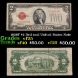 1928F $2 Red seal United States Note Grades vf+