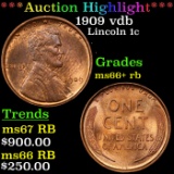 ***Auction Highlight*** 1909 vdb Lincoln Cent 1c Graded ms66+ rb By SEGS (fc)