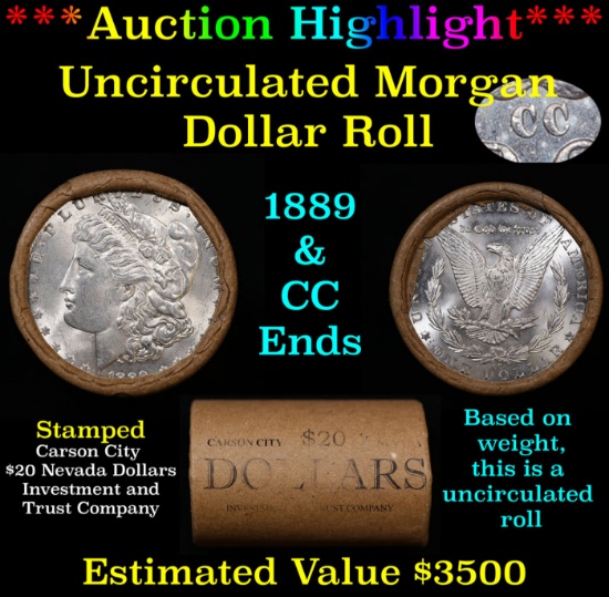 ***Auction Highlight*** 1889 & CC Uncirculated Morgan Dollar Shotgun Roll (fc)