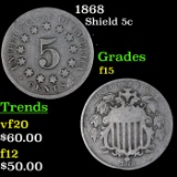 1868 Shield Nickel 5c Grades f+