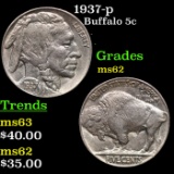 1937-p Buffalo Nickel 5c Grades Select Unc