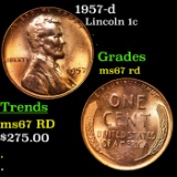 1957-d Lincoln Cent 1c Grades GEM++ Unc RD