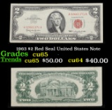 1963 $2 Red Seal United States Note Grades Gem CU