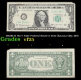 1963B $1 'Barr Note' Federal Reserve Note (Kansas City, MO) Grades vf+