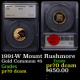Proof 1991-W Mount Rushmore Gold Commemorative $5 Graded pr70 dcam By SEGS