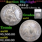 ***Auction Highlight*** 1844-p Seated Liberty Dollar $1 Graded au53 By SEGS (fc)