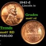 1942-d Lincoln Cent 1c Grades GEM++ Unc RD