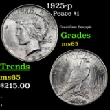 1925-p Peace Dollar $1 Grades GEM Unc