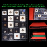 20 Collectible Coins Including Silver, Mercury, Barber, Bust, Flying Eagle, Indian, Large Cent, Proo