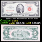 1963 $2 Red Seal United States Note Grades Gem CU