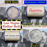 *Auction Highlight*** Full Morgan/Peace Casino Las Vegas Aladdin silver $1 roll $20, 1878 & D end (