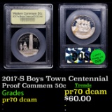 Proof 2017-S Boys Town Centennial Modern Commem Half Dollar 50c Graded GEM++ Proof Deep Cameo BY USC