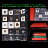 20 Collectible Coins Including Silver, Mercury, Barber, Bust, Flying Eagle, Indian, Large Cent, Proo