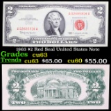 1963 $2 Red Seal United States Note Grades Select CU