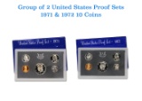 Group of 2 United States Mint Proof Sets 1971-1972. 10 coins