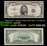 **Star Note** 1953A $5 Blue Seal Silver Certificate Choice AU/BU Slider