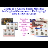 Group of 2 United States Mint Set in Original Government Packaging! From 1995-1996 with 21 Coins Ins