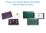 Group of 2 United States Mint Proof Sets 1993-1994 10 coins