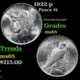 1922-p Peace Dollar $1 Grades GEM Unc