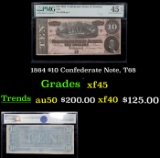 1864 $10 Confederate Note, T68 Graded xf45 By PMG