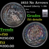 1853 No Arrows Seated Liberty Half Dime 1/2 10c Graded f15 details BY SEGS