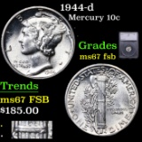 1944-d Mercury Dime 10c Graded ms67 fsb BY SEGS