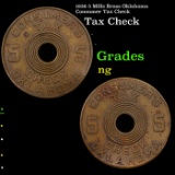 1936 5 Mills Brass Oklahoma Consumer Tax Check Grades NG