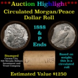 ***Auction Highlight*** Shotgun 1888 & 'P' Ends Mixed Morgan/Peace Silver dollar roll, 20 coin Carso